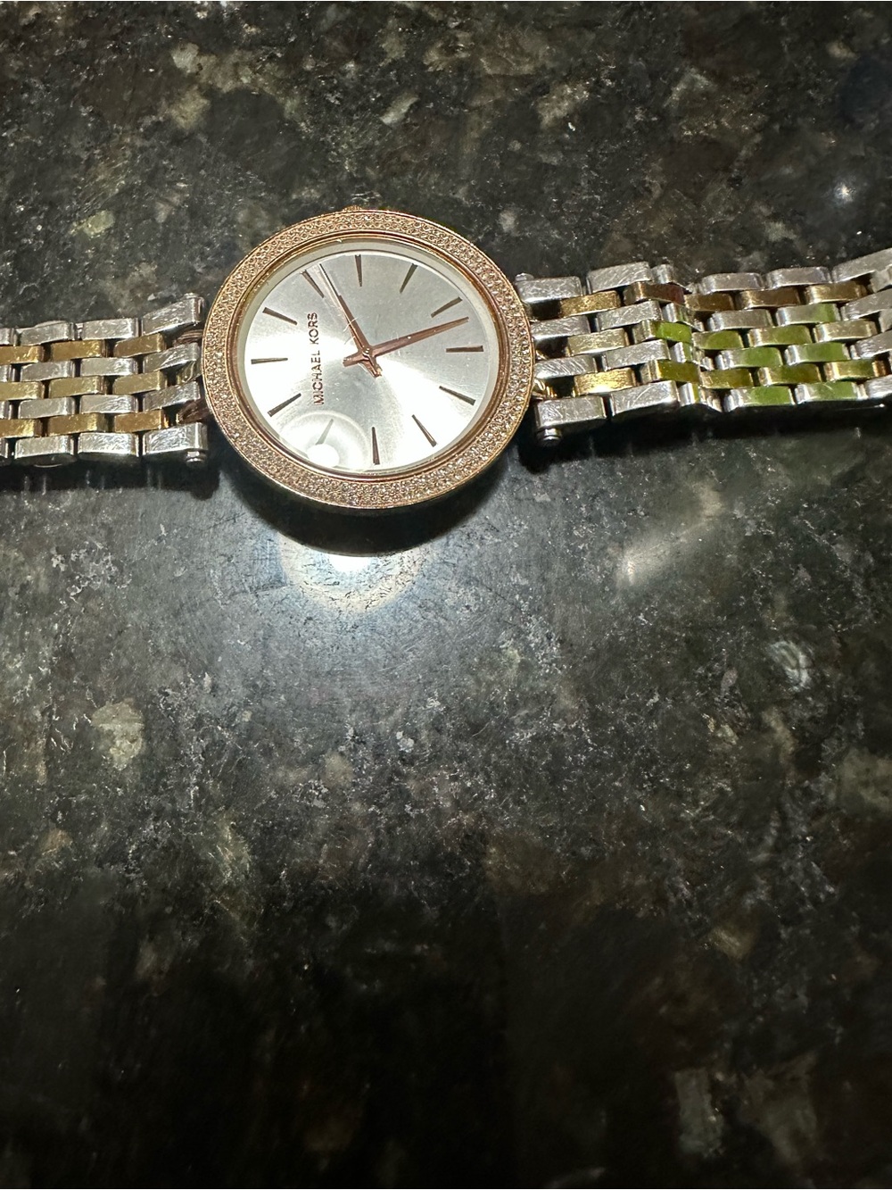 Michael Kors Women's Two-Tone Crystal Bezel Watch - Silver/Rose Gold
